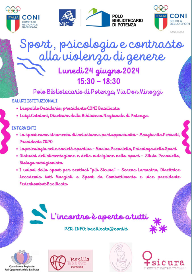 Sport, psicologia e contrasto alla violenza di genere. Locandina Potenza